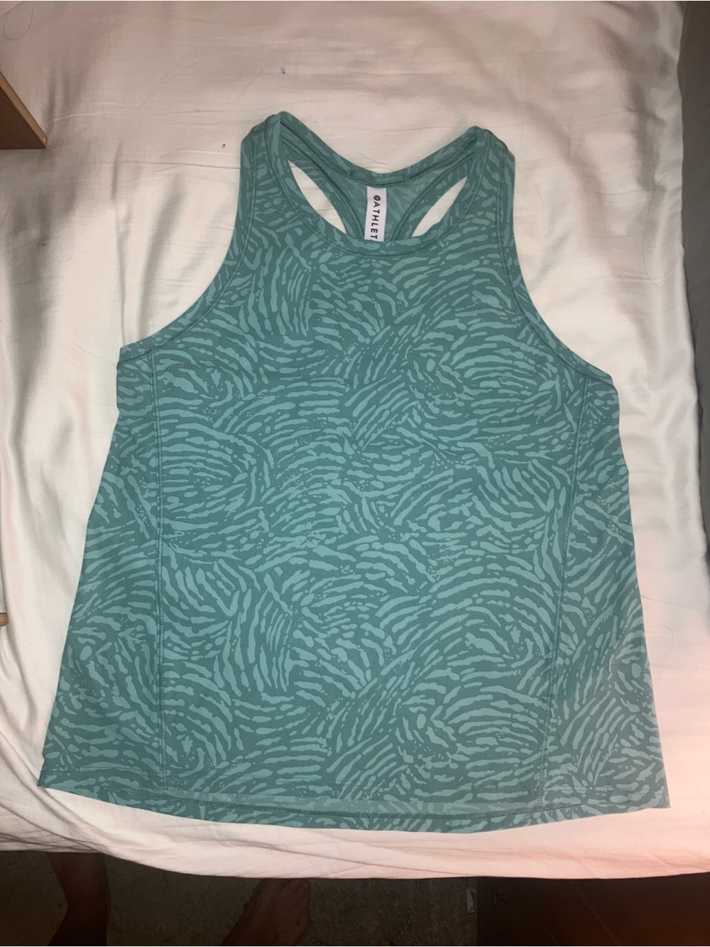Athleta Ultimate Train Teal Patterned Racerback Tank Top